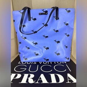 kate spade Blue Whale-Print Tote with Black Handles
